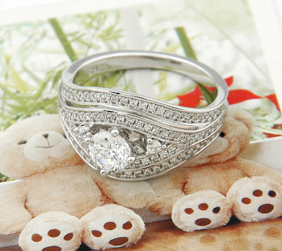 720504电金锆石戒指|韩国饰品批发|银饰批发|银饰品